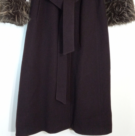 Midnight Velvet Vintage longline wool dress coat with fur trim women's size 14 - Picture 2 of 14